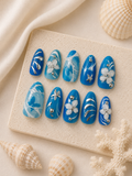 Azure Bloom Press On Nails