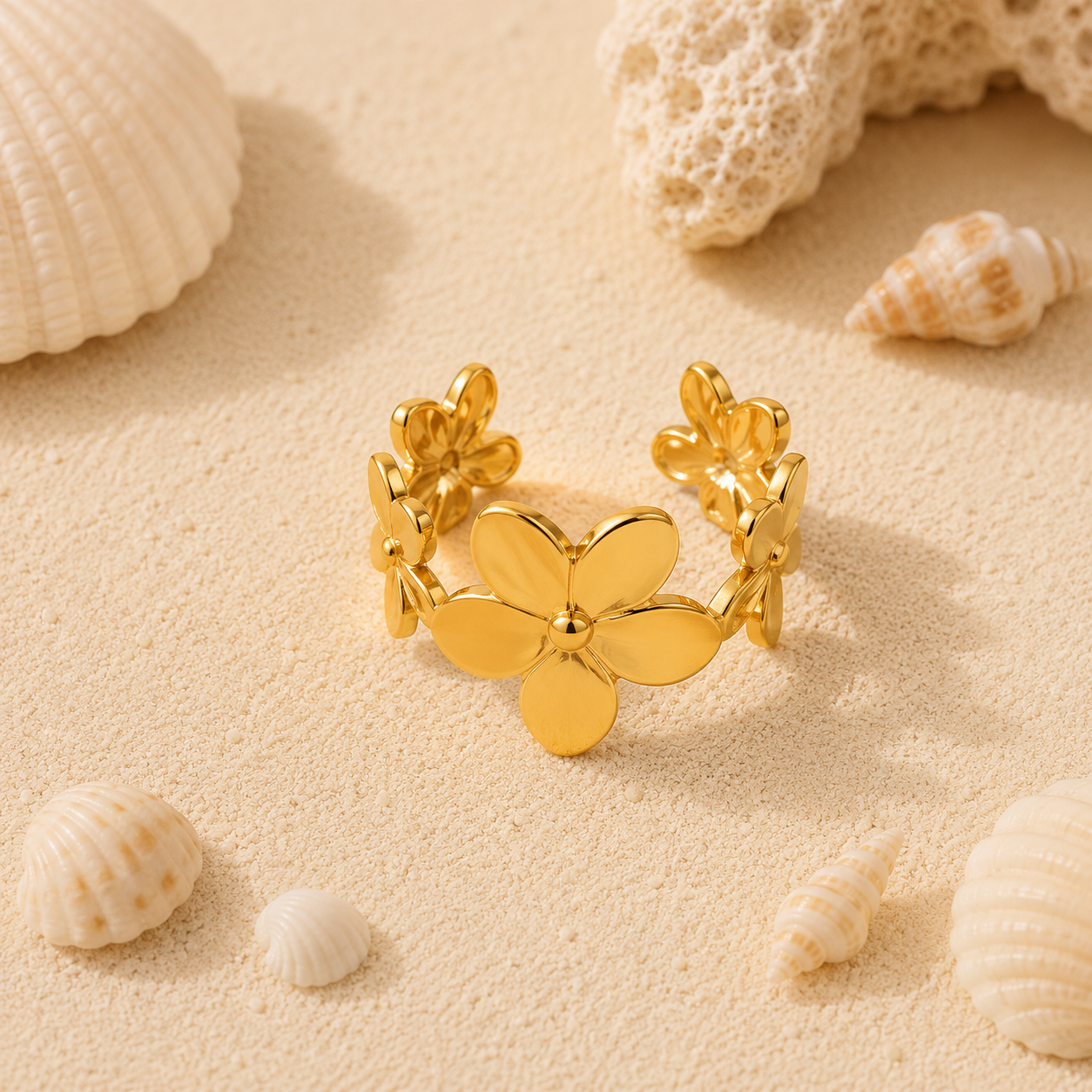 Golden Bloom Adjustable Ring