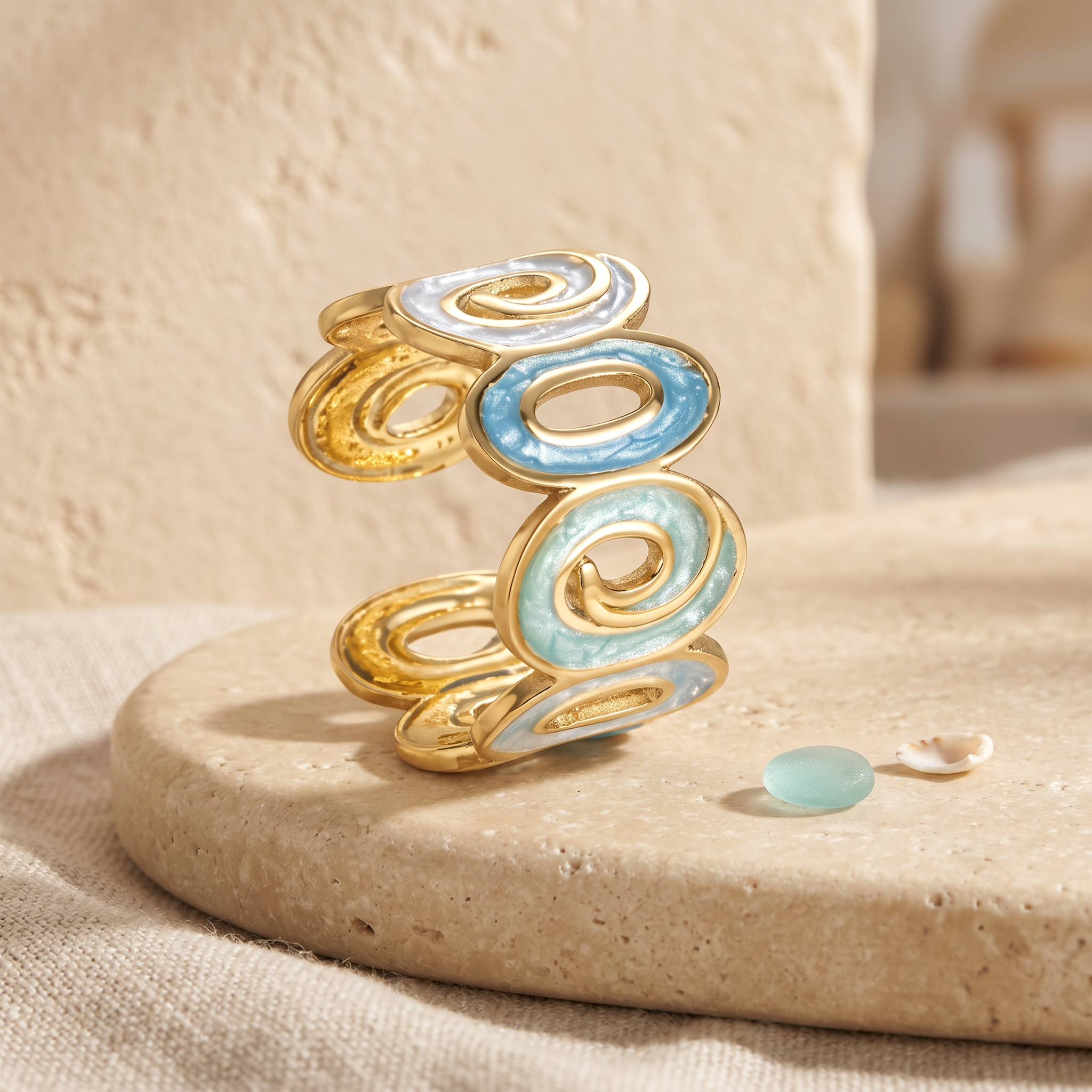 Sea Glass Swirl Adjustable Ring