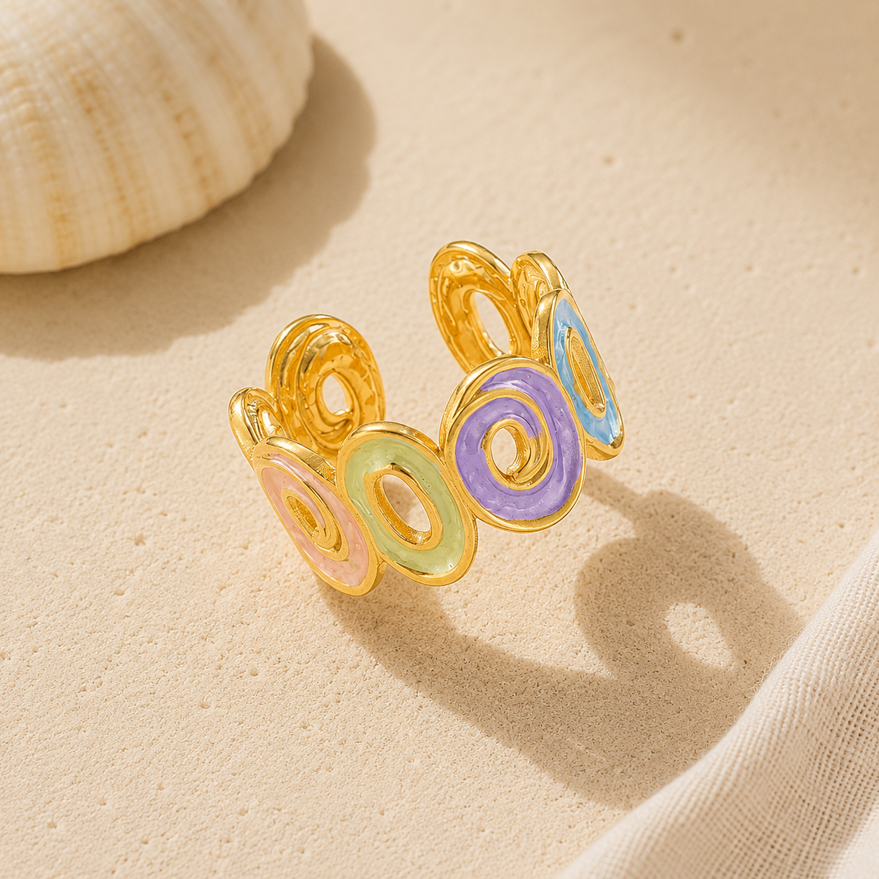 Sea Glass Swirl Adjustable Ring