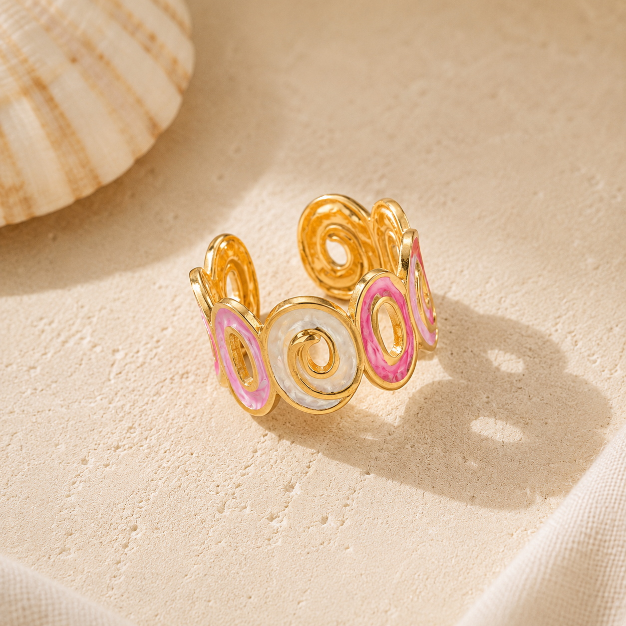 Sea Glass Swirl Adjustable Ring