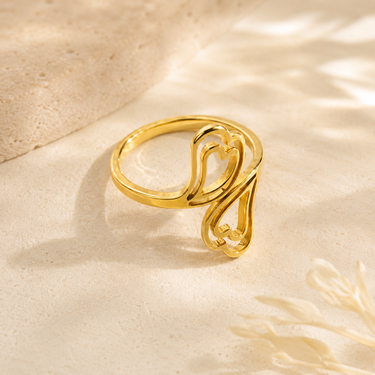 Golden Hour Hearts Adjustable Ring