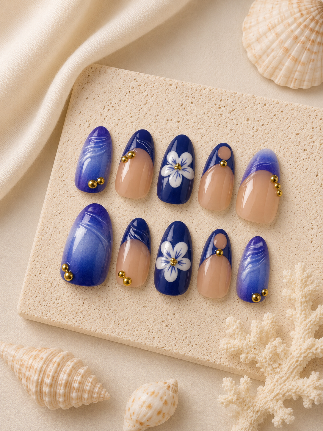 Santorini Bloom Press On Nails