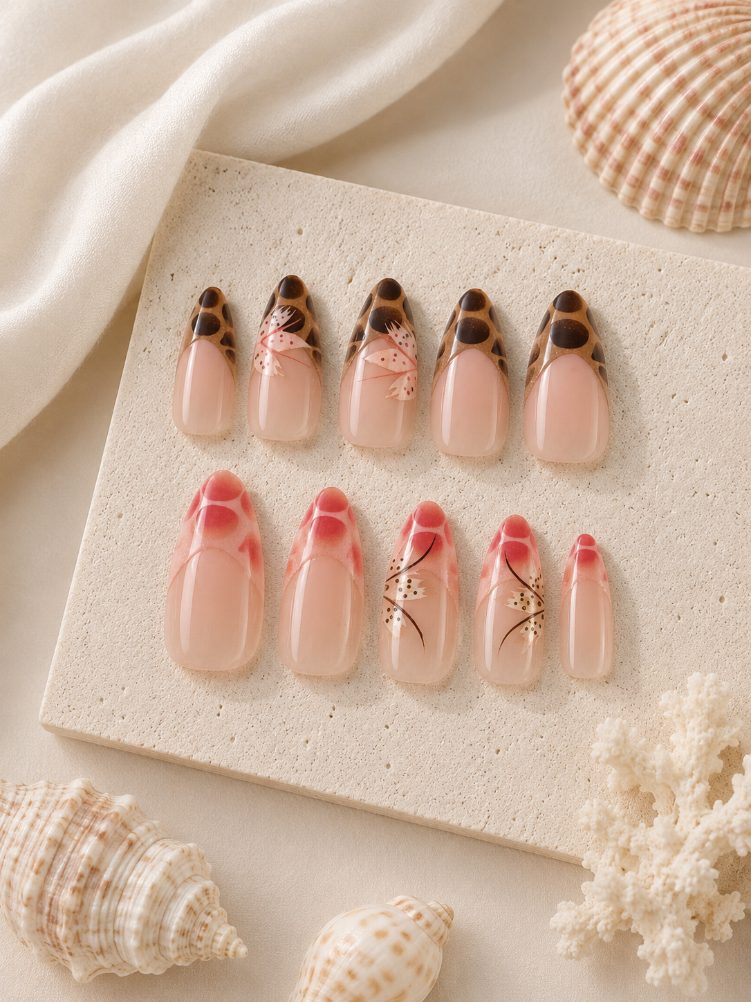 Tortoise Blossom Press On Nails