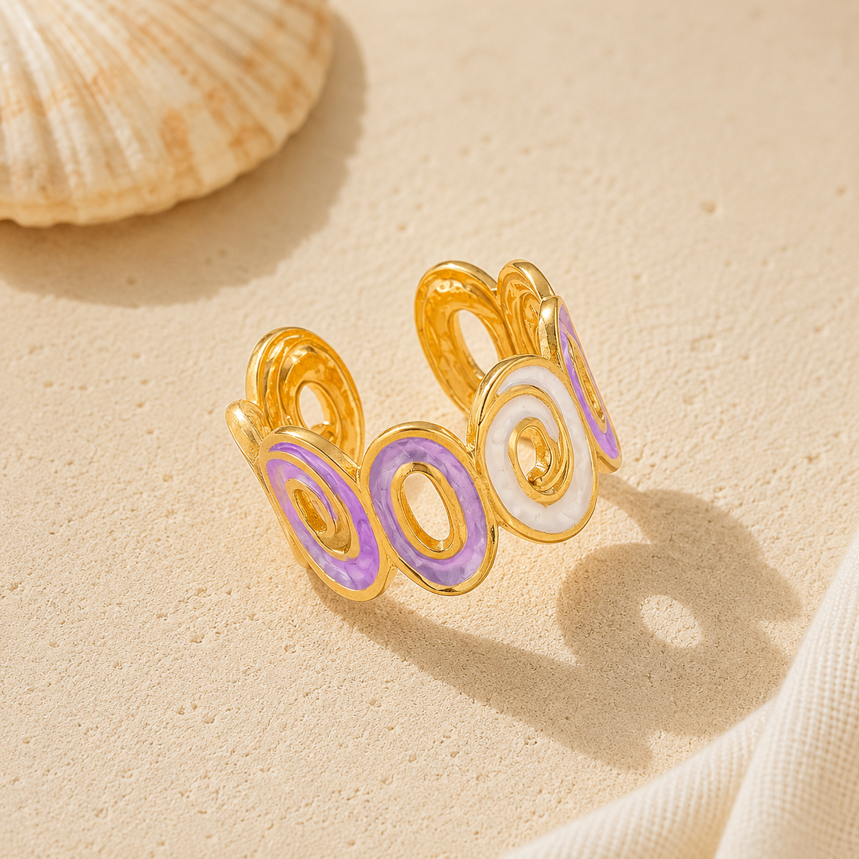 Sea Glass Swirl Adjustable Ring