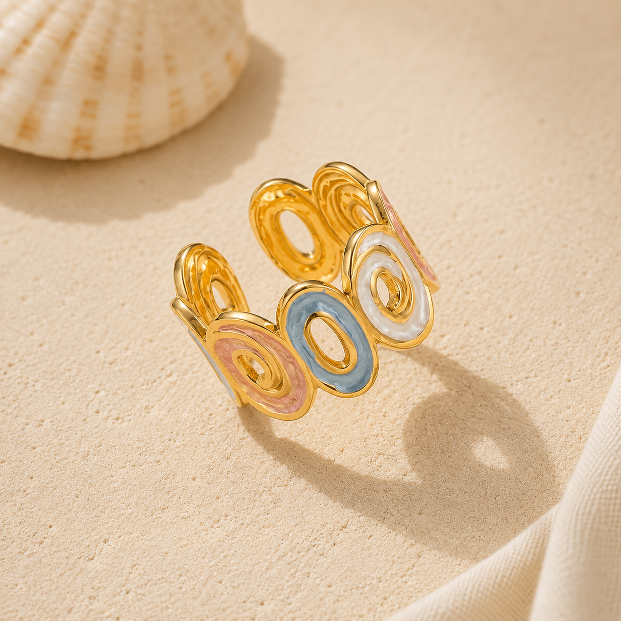 Sea Glass Swirl Adjustable Ring