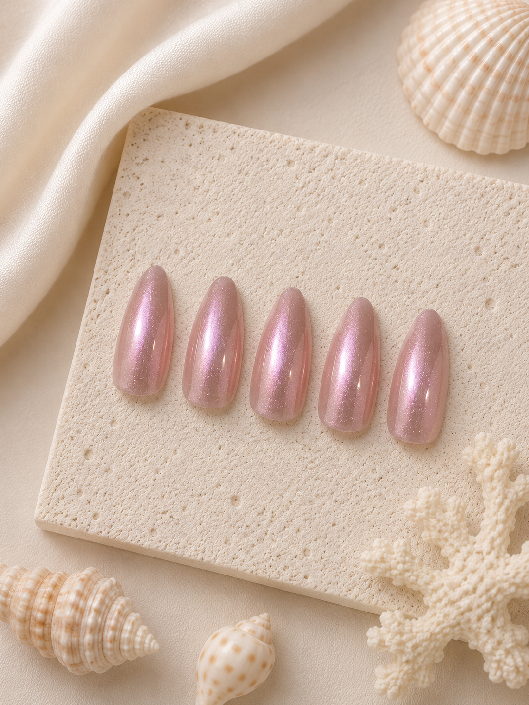 Pink Pearl Press On Nails