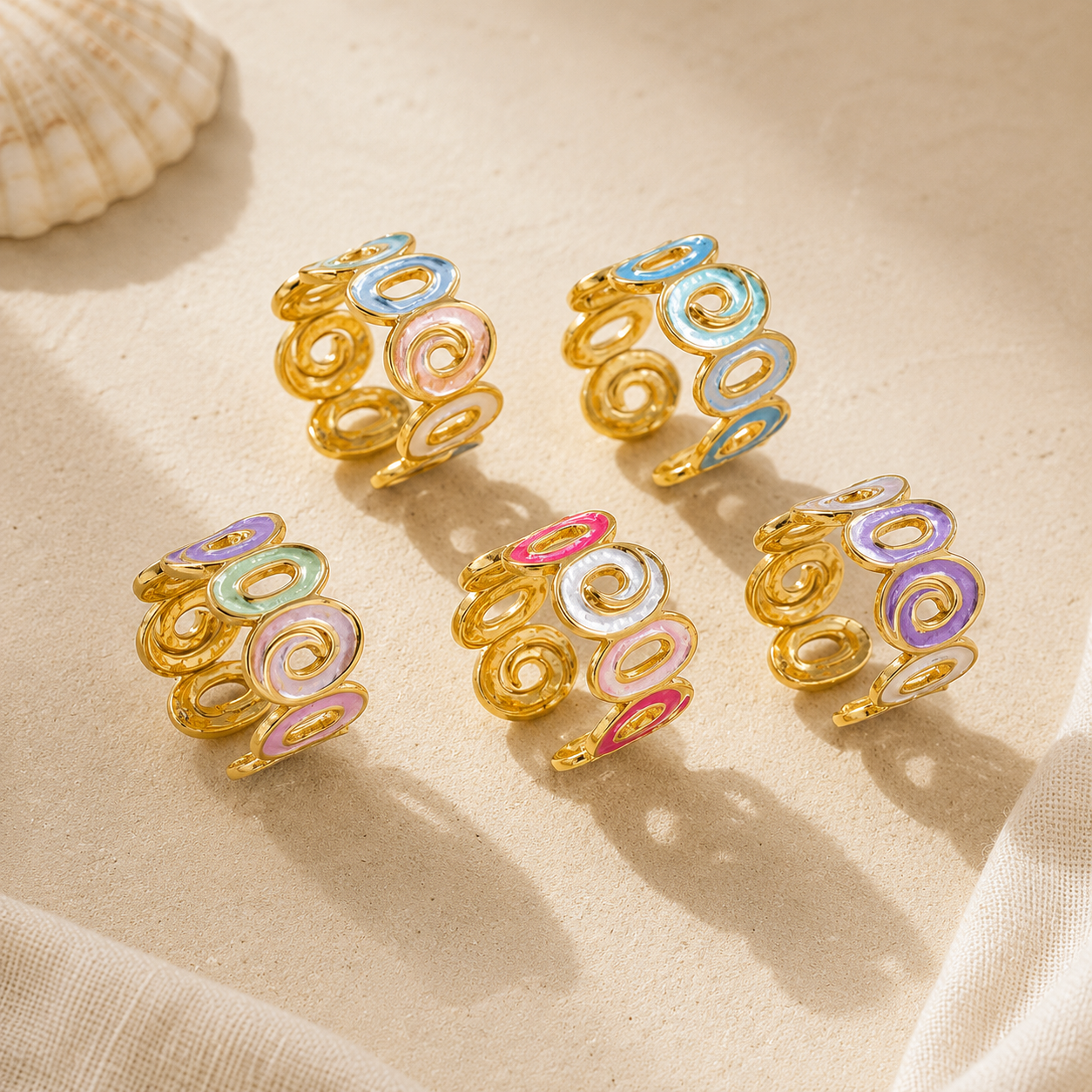 Sea Glass Swirl Adjustable Ring