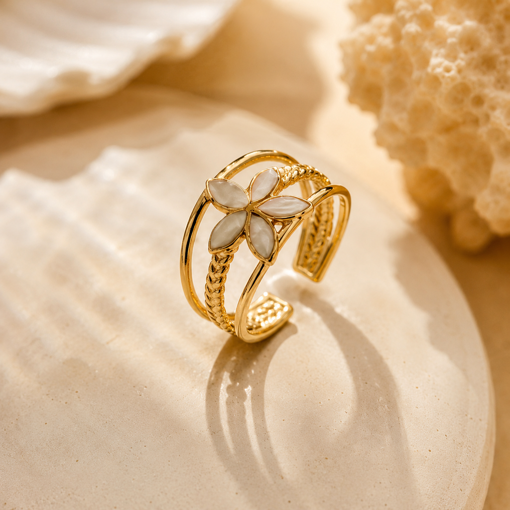 Pearl Bloom Adjustable Ring