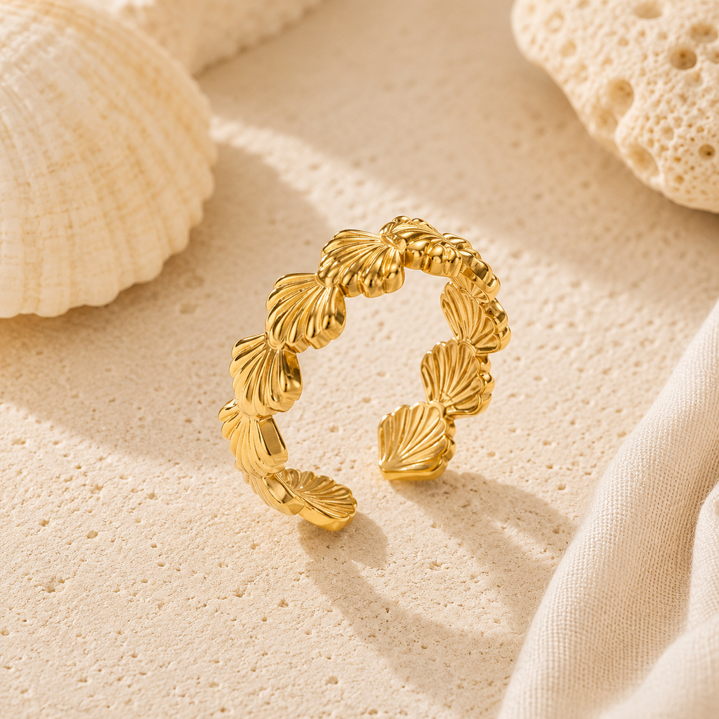 Golden Shell Adjustable Ring