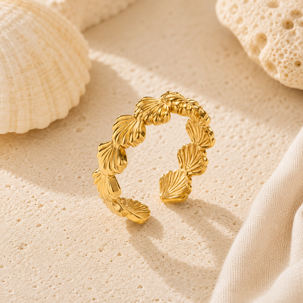Golden Shell Adjustable Ring