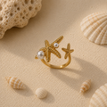 Pearl Starfish Adjustable Ring